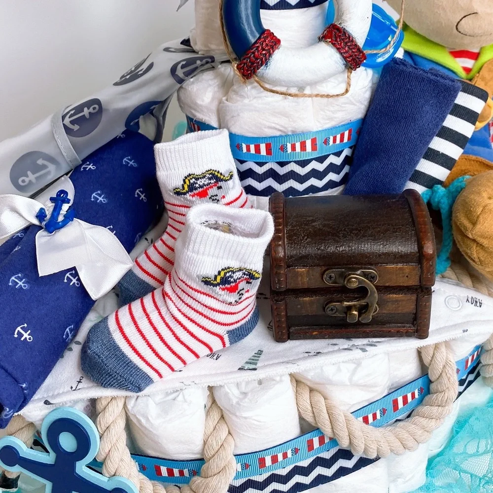 Pirate Ship Diaper Cake, Nautical Themed